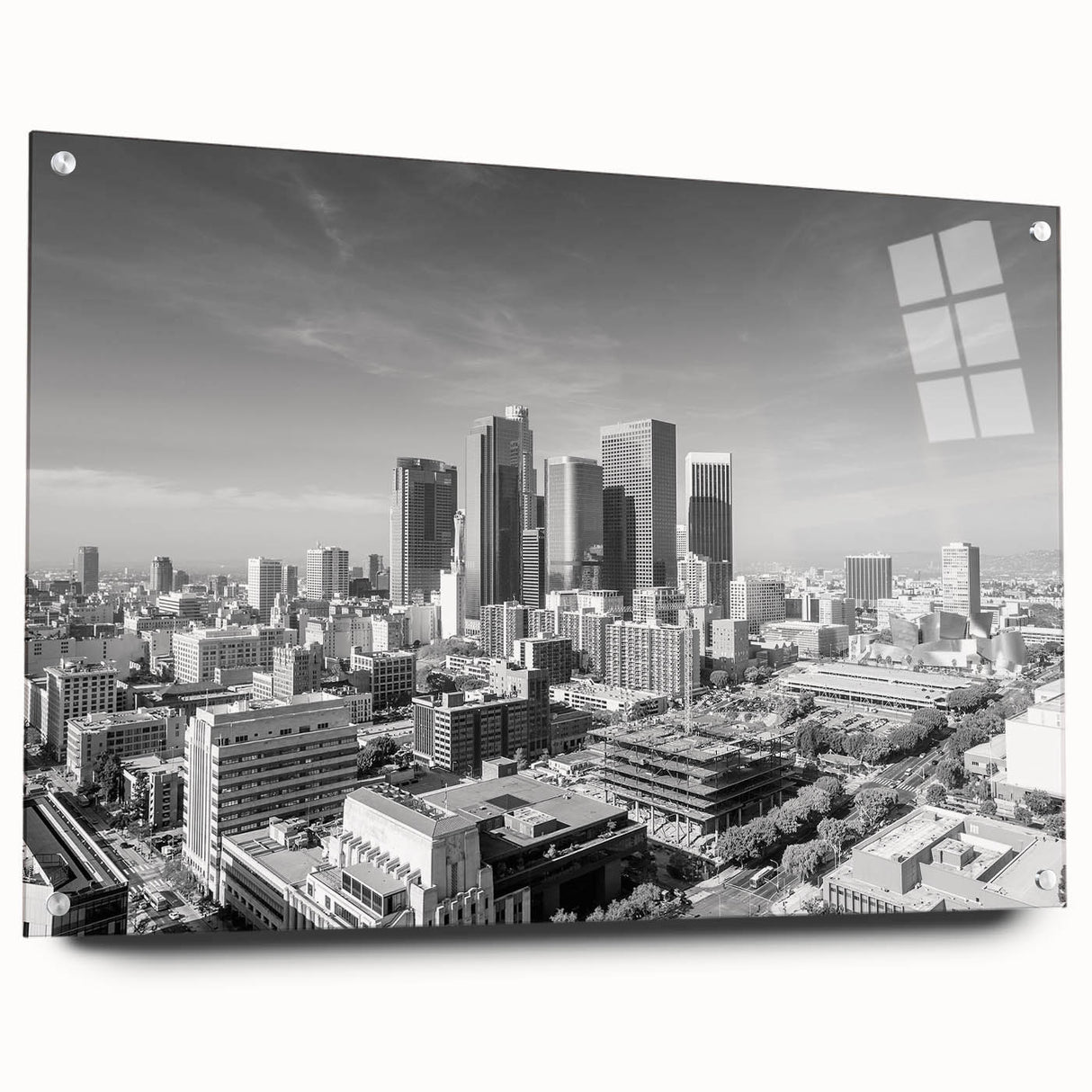 Large abstract wall art in muted gray and blue tones on canvas, ideal for bedroom or dining room decor.