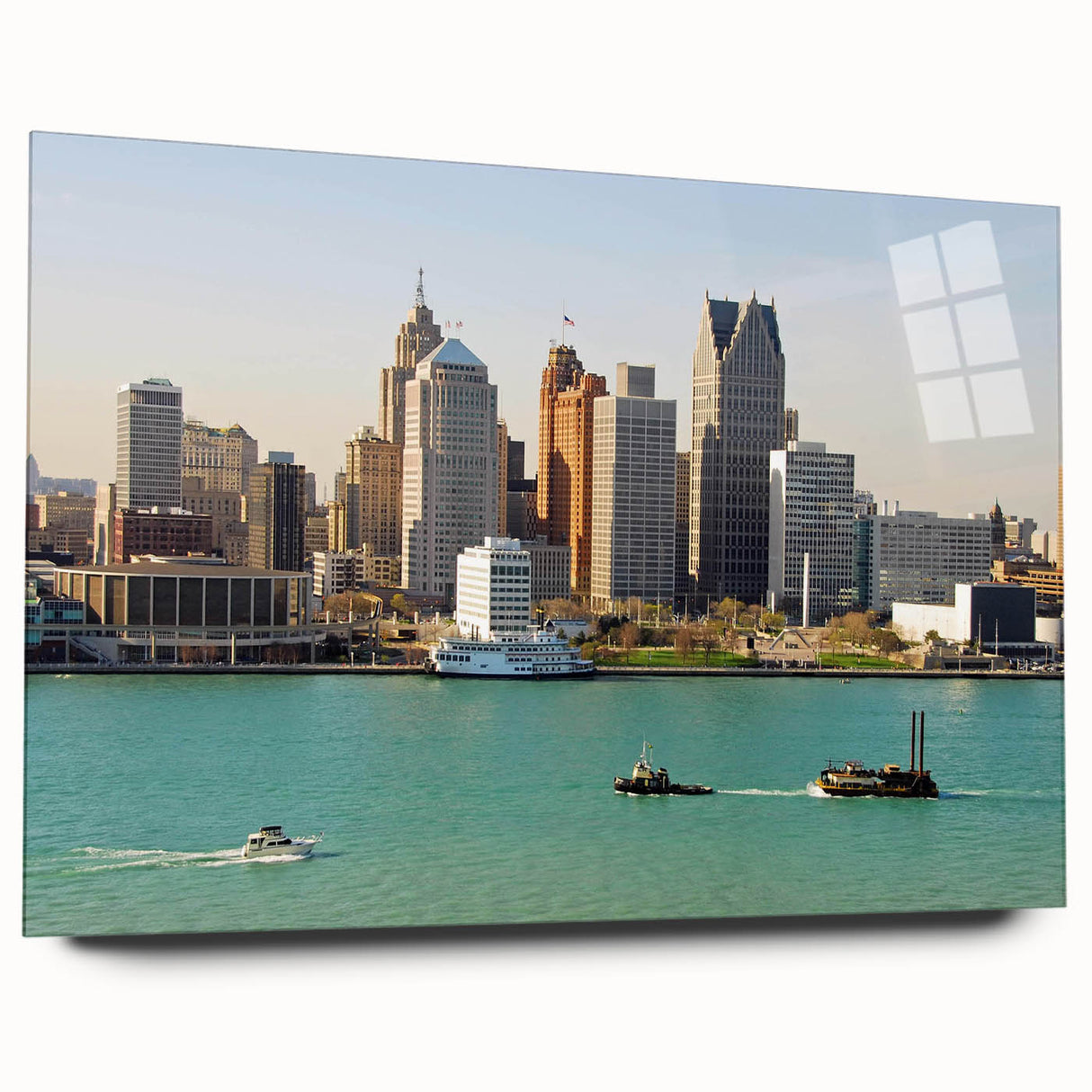 Large abstract wall art in swirling blue and gray tones on canvas, suitable for bedroom or dining room decor.