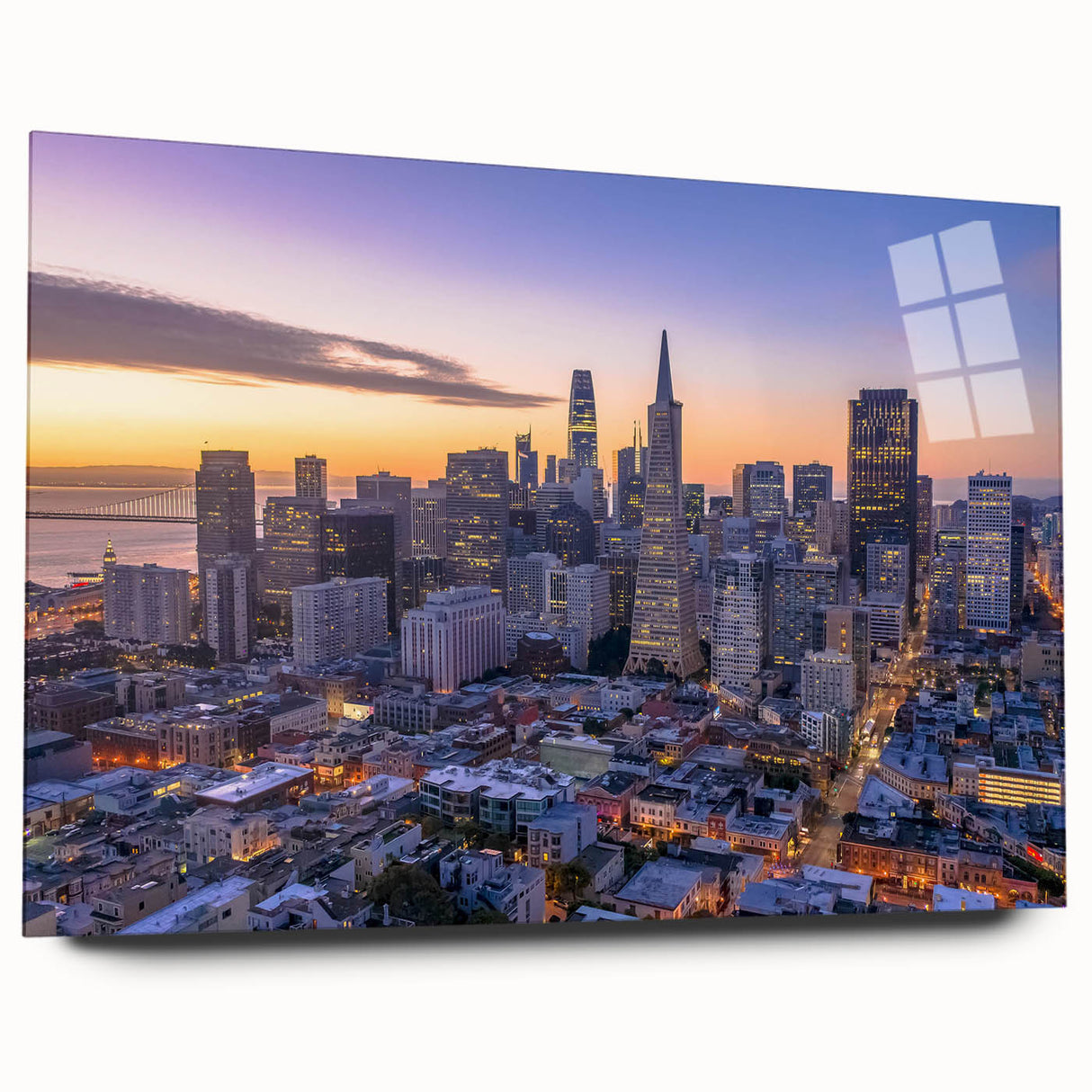 Large abstract wall art print with swirling blue and gray tones on canvas, suitable for bedroom or dining room decor.