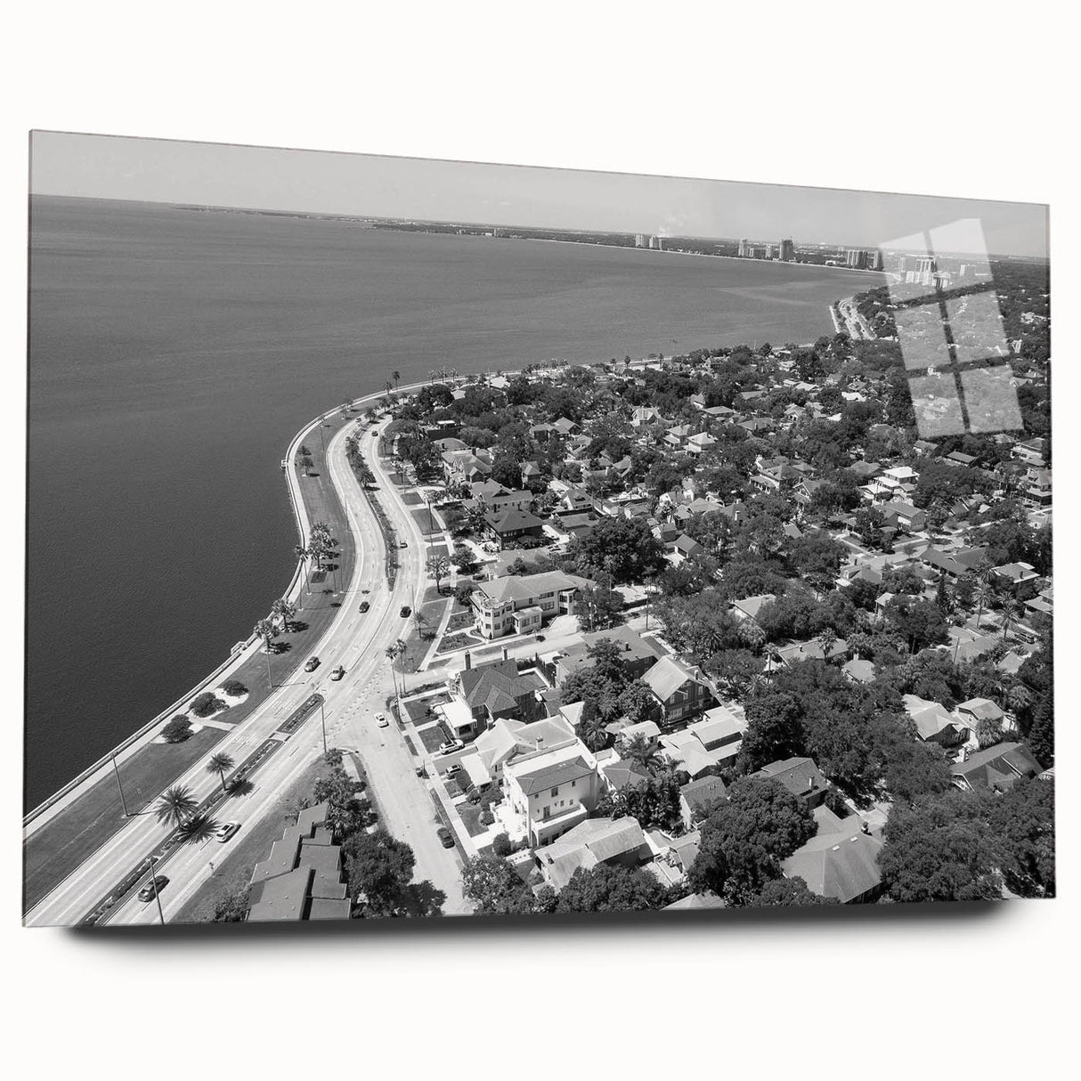 Large abstract wall art print on canvas featuring swirling blue and gray tones, ideal for bedroom or dining room decor.