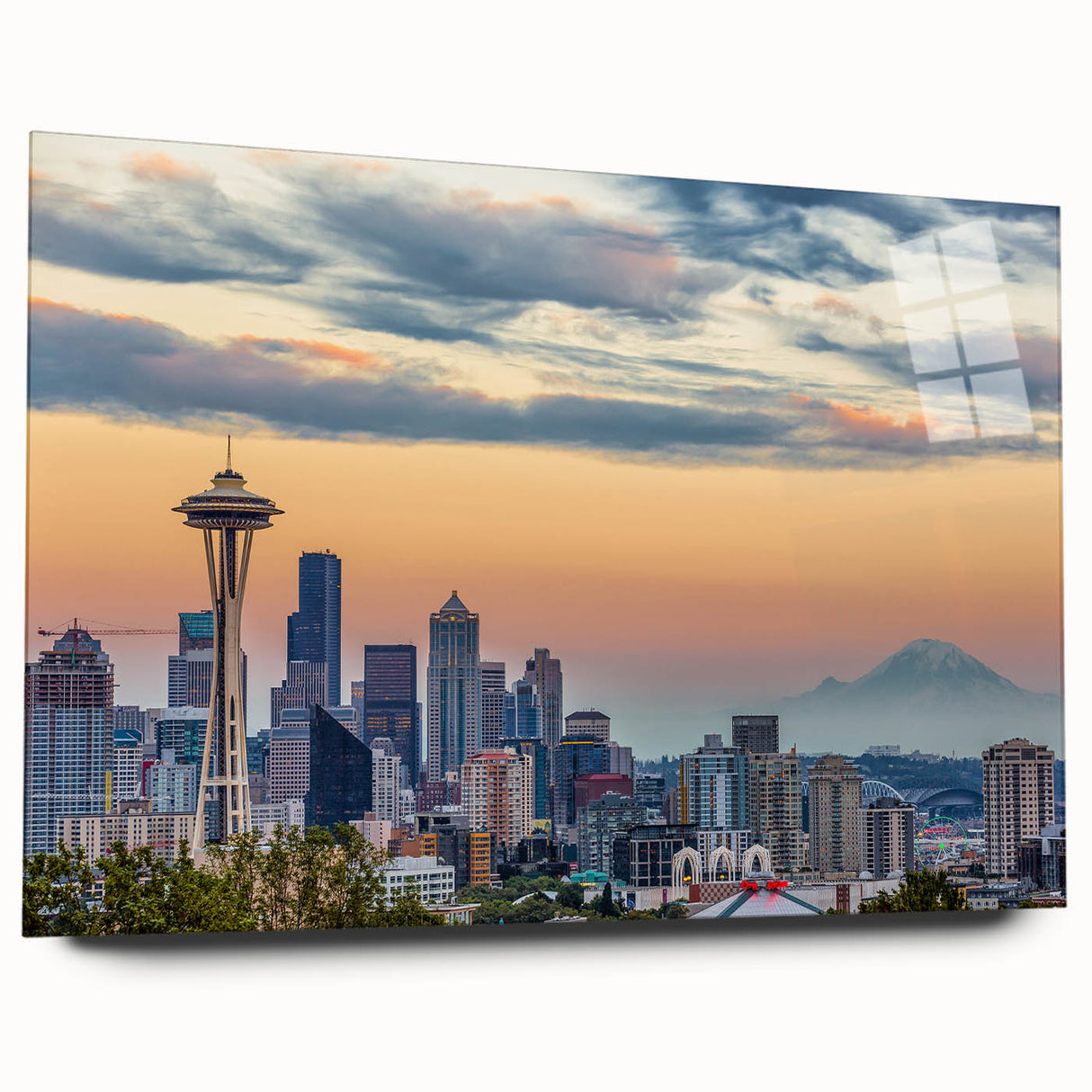 Large abstract wall art featuring swirling blue and gray tones on a canvas, suitable for bedroom or dining room decor.