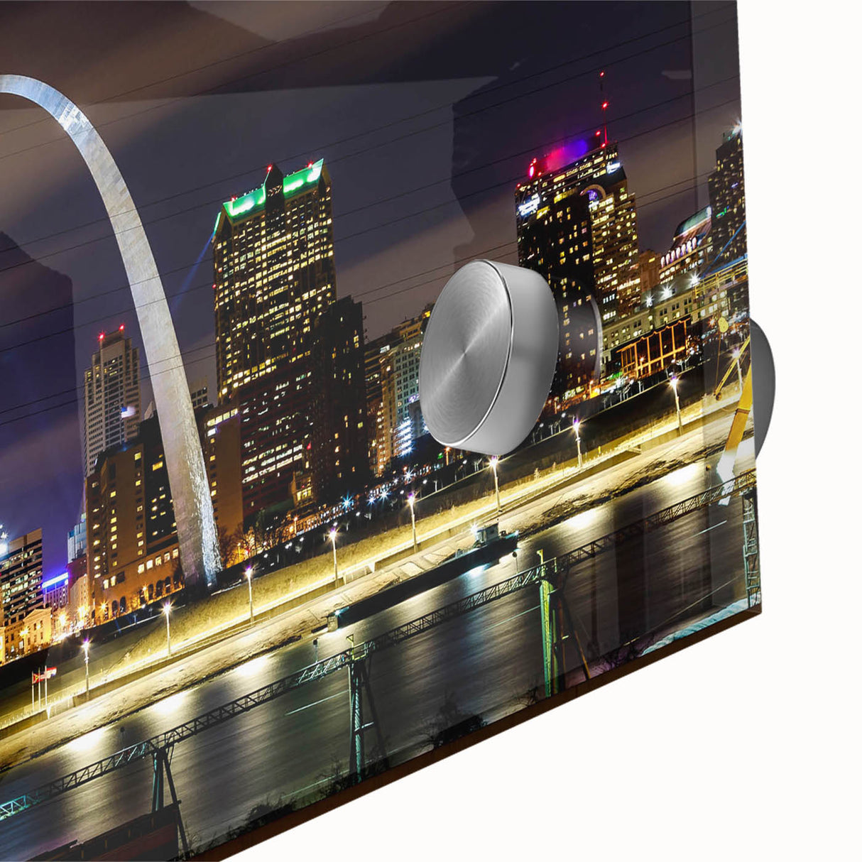 Large abstract wall art in mid-century modernist style, featuring vibrant orange and blue tones on canvas.