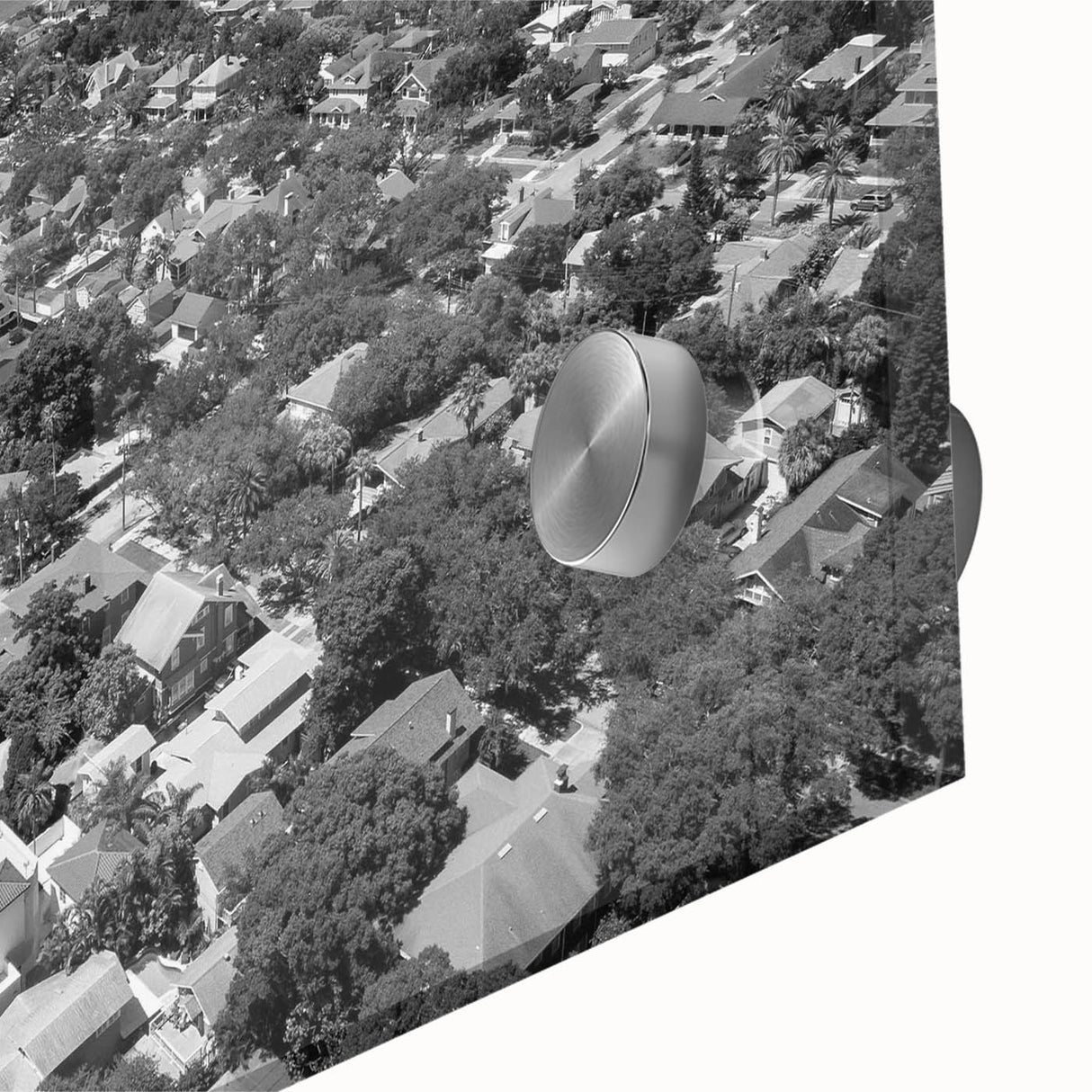 Large abstract wall art in mid-century modernist style, showcasing cool blue and green tones on canvas.