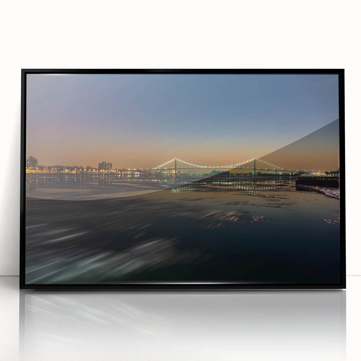 Large abstract wall art in mid-century modernist style, featuring bold geometric shapes in a palette of orange, brown.