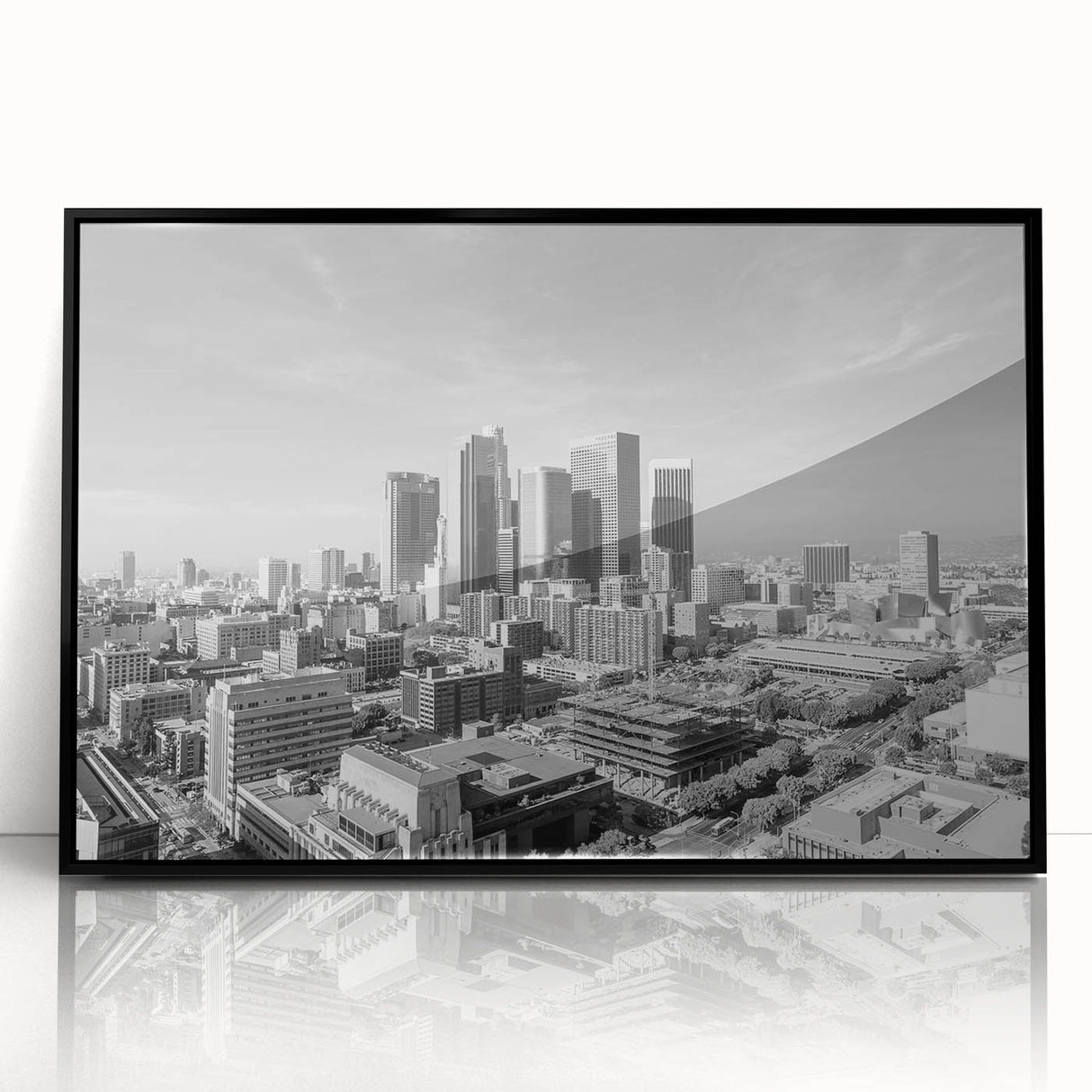 Large abstract wall art featuring swirling blue and orange hues on canvas, ideal for modern living room decor.