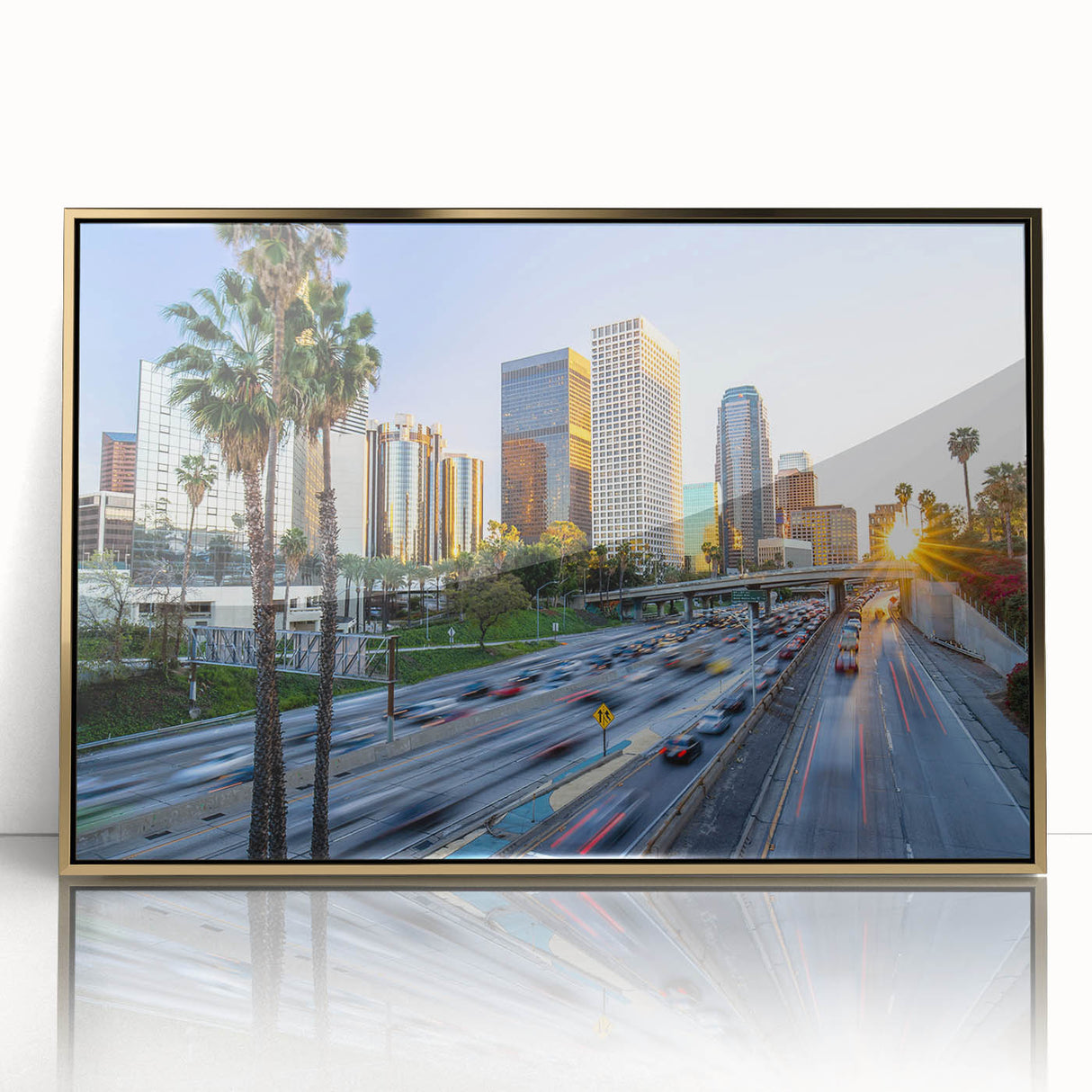 Large art print of a mid-century modernist abstract design in vibrant orange and teal hues, ideal for nursery wall decor.