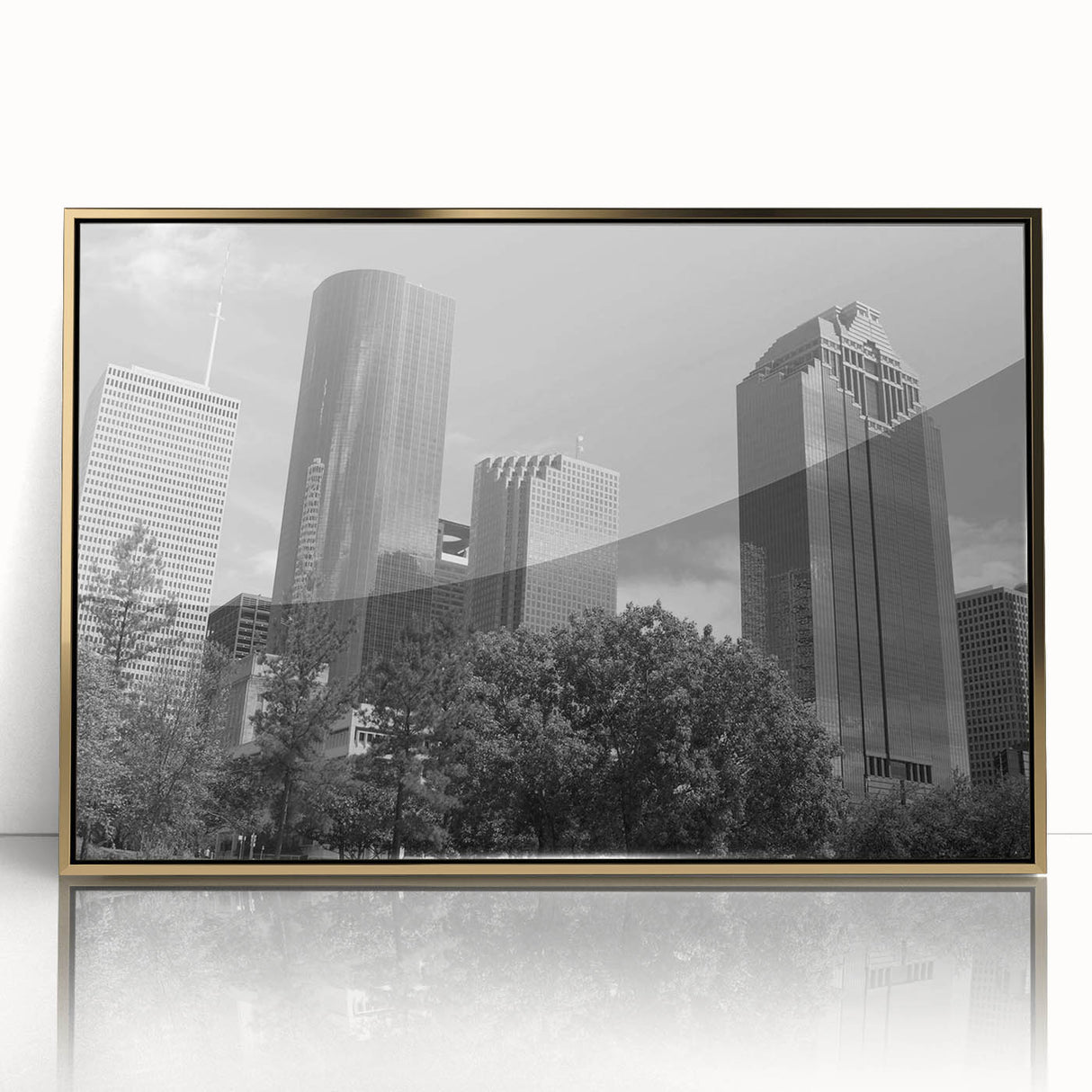 Large art print featuring mid-century modernist abstract shapes in muted earth tones on canvas.