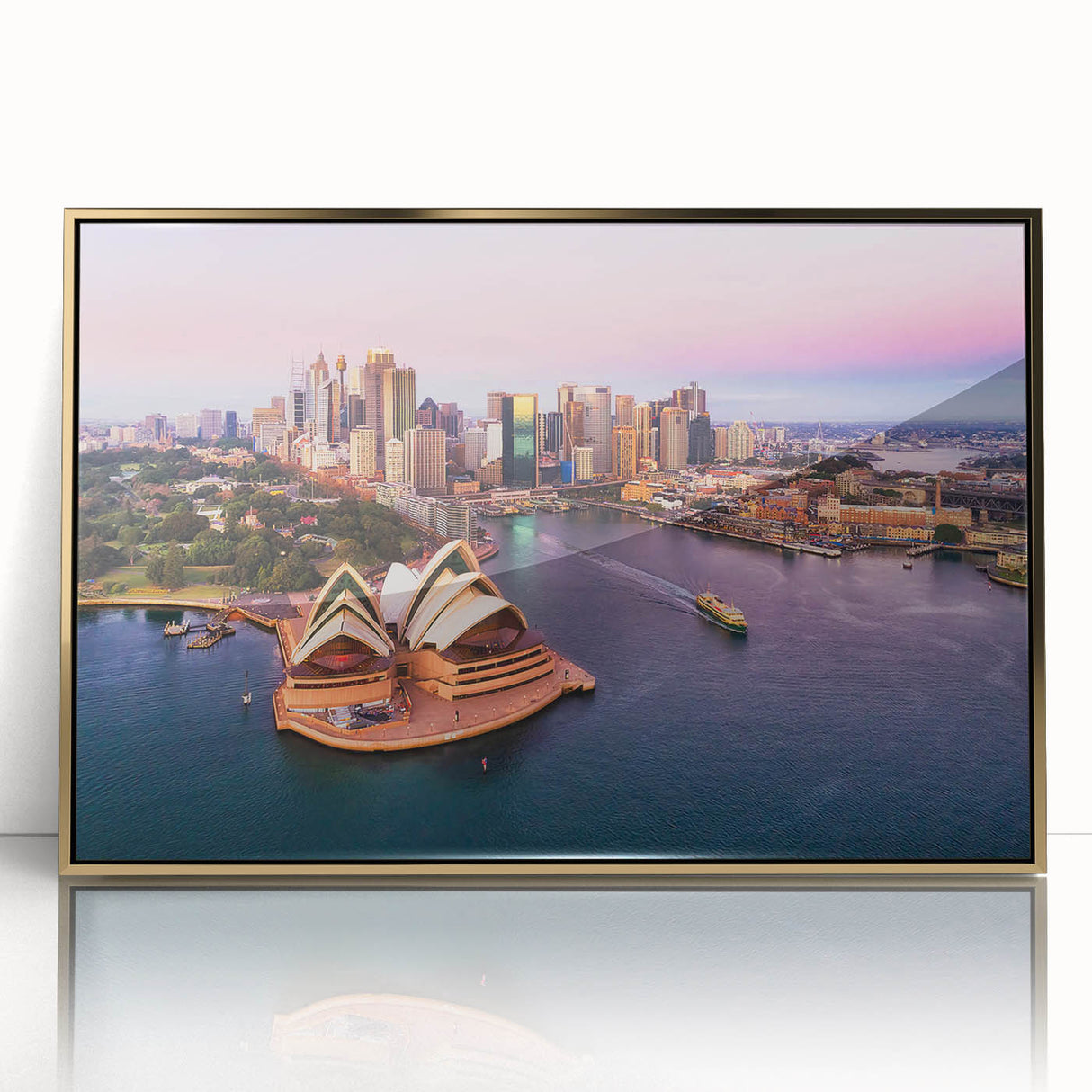 Mid-century modernist large art print on canvas, featuring geometric shapes in muted earth tones.