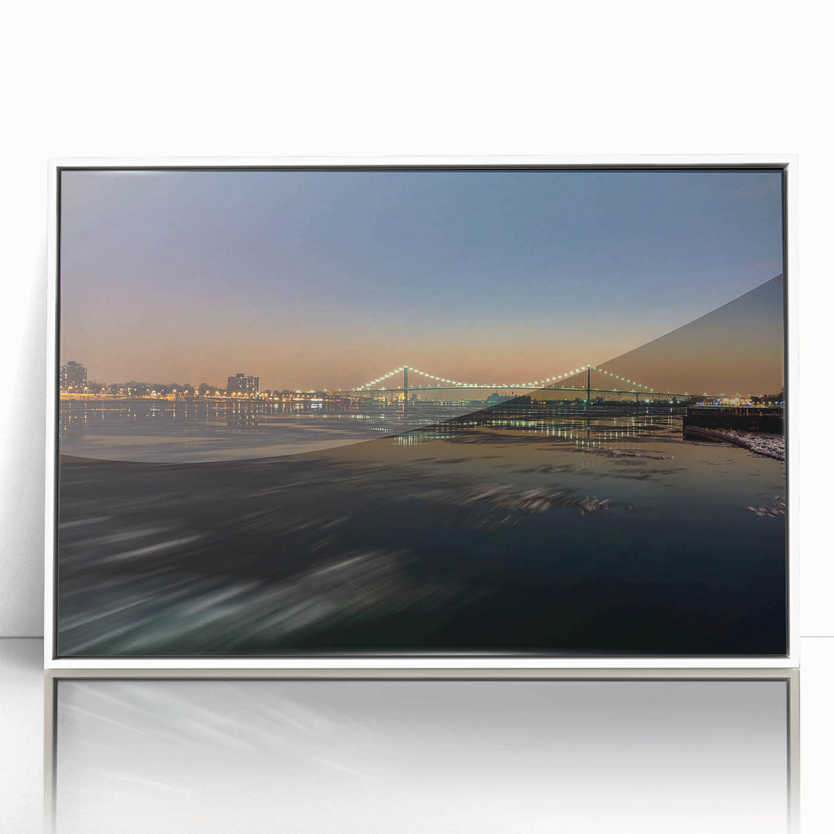 Art deco poster featuring a geometric pattern in muted gold and navy blue on canvas, suitable for nursery wall decor.