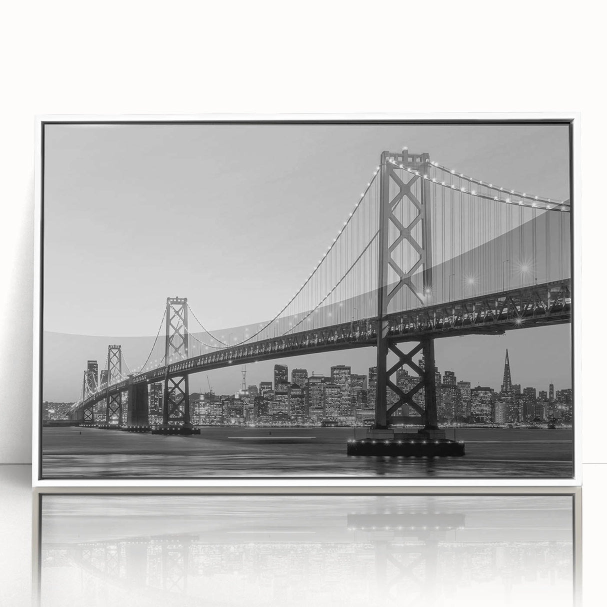 Art deco poster featuring a stylized geometric pattern in gold and navy, printed on canvas, suitable for nursery wall art.