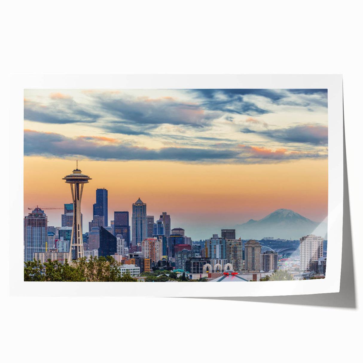 Extra large floral art on canvas, featuring delicate pink and white blossoms against a soft blue background.