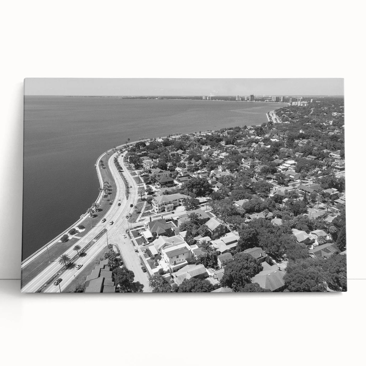 Large black and white abstract canvas print, featuring fluid geometric shapes, ideal for kitchen wall art.