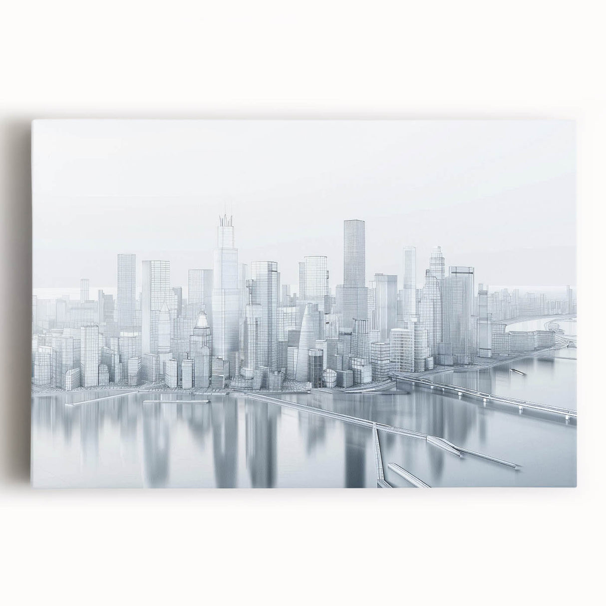 Large black and white abstract acrylic print, ideal for kitchen wall art or bedroom ambiance.