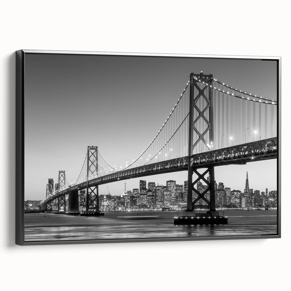 Black and white vintage poster art of a landscape, printed on framed canvas, ideal for bedroom wall decor.