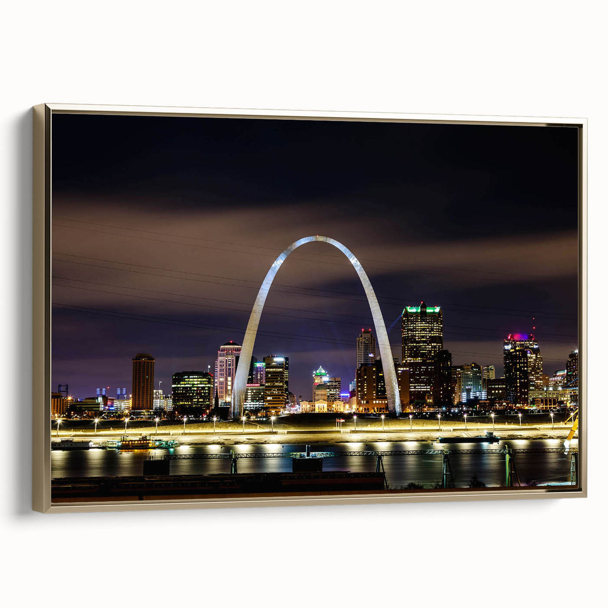 Landscape painting of a serene lake at dusk in muted gray and blue tones, printed on canvas, ideal for bedroom wall art.