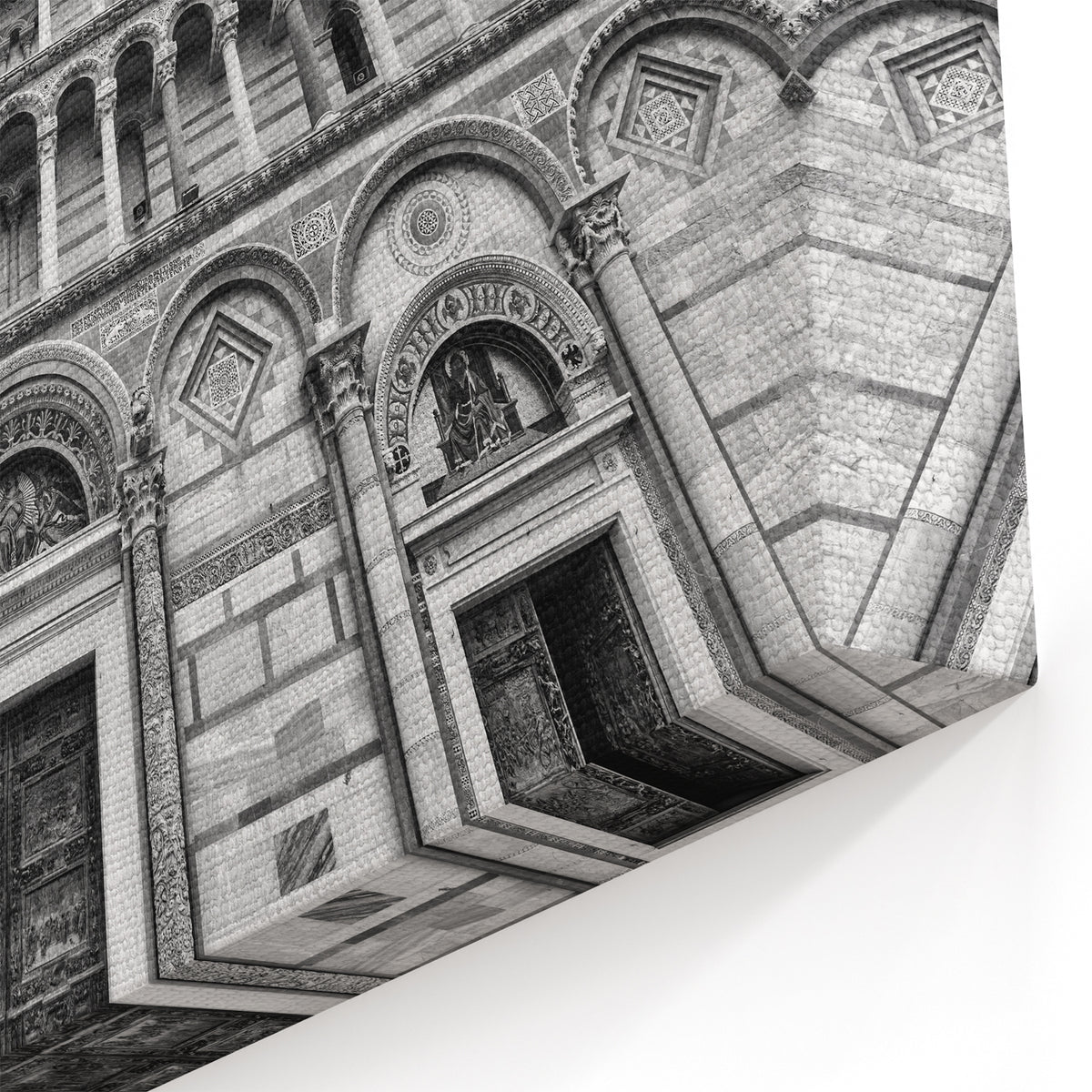 Ornate Cathedral Facade Art – Black & White European Architecture Print