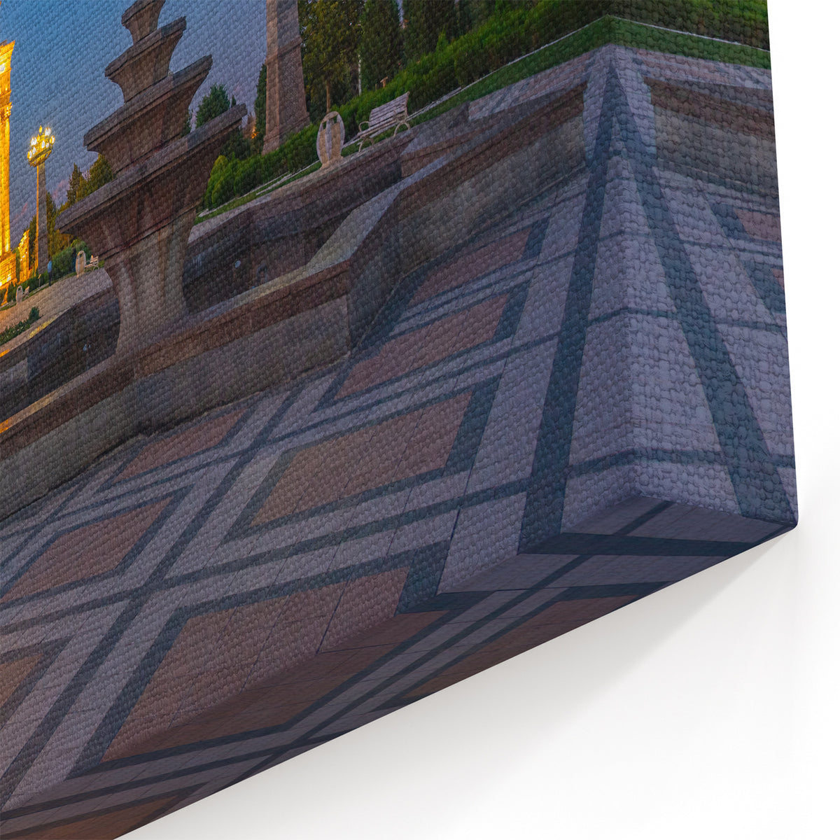 Azerbaijan Archway Art - Illuminated City Landmark at Dusk Print