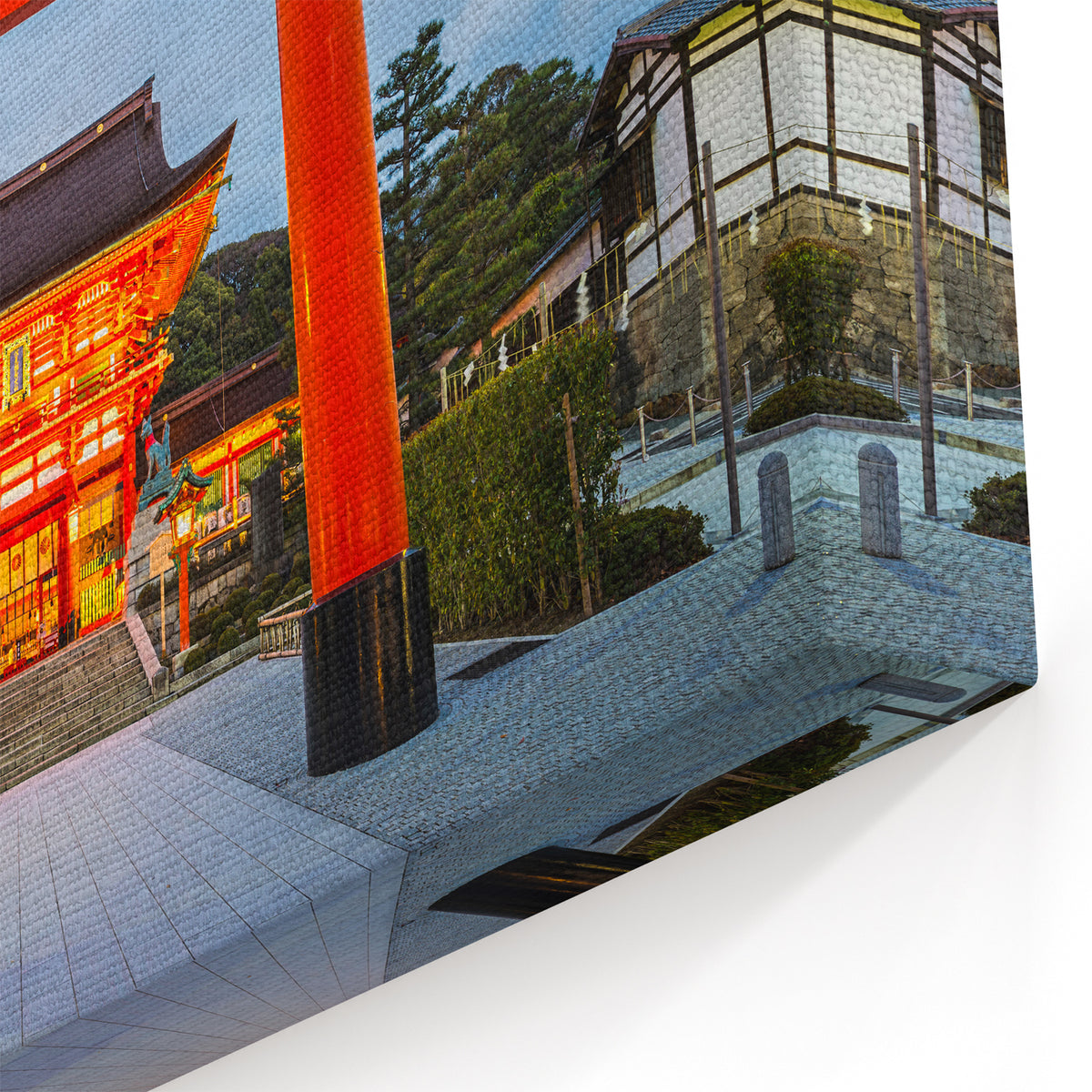 Traditional Kyoto Artwork - Stunning Cityscape with Vibrant Torii Gate
