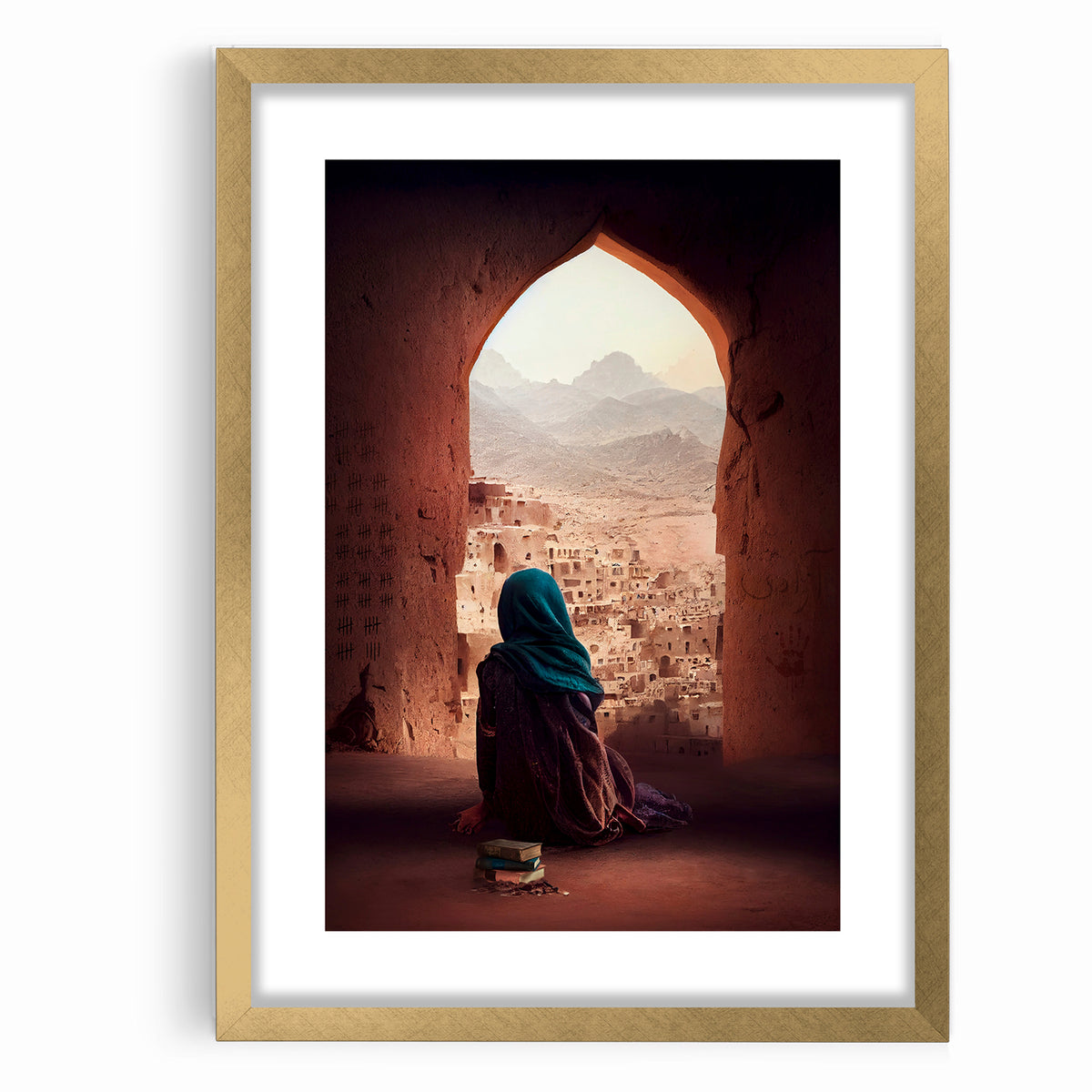 Afghan Woman in Ancient City Wall Art – Afghan Cultural Canvas Prints