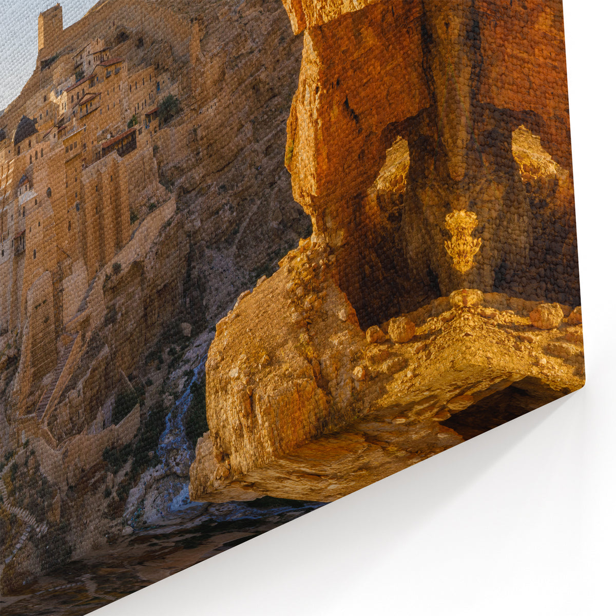 Jerusalem Cityscape Canvas - Sunrise Over Desert Monastery Scenic View