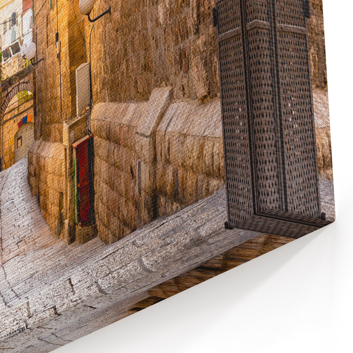 Jerusalem Cityscape Canvas - Sunlit Alleyway in Old City Wall Art
