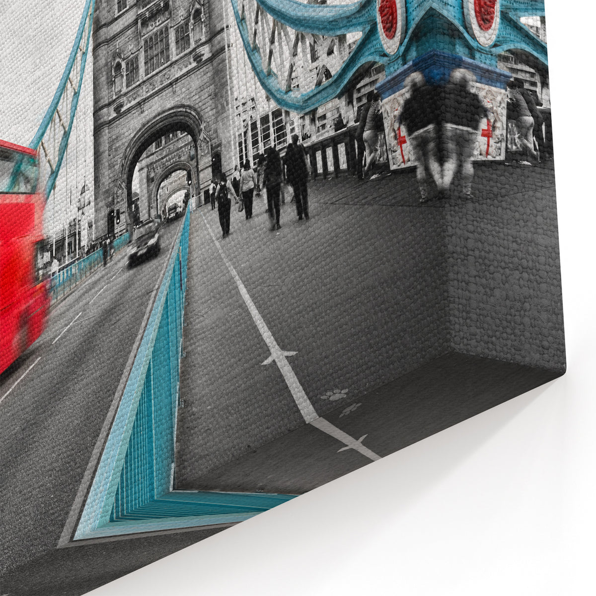 London Street Art Canvas - Tower Bridge with Red Bus Motion Blur