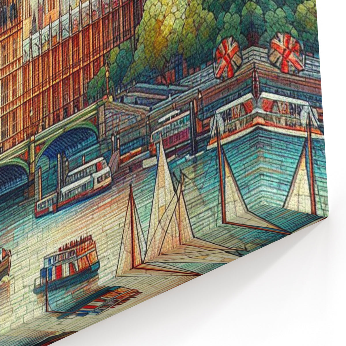 London Wall Art - Iconic Skyline Mosaic Canvas