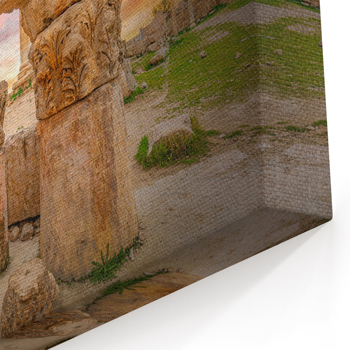 Sunset over Ancient Ruins - Stunning Jordan Wall Art in Historic Landscape