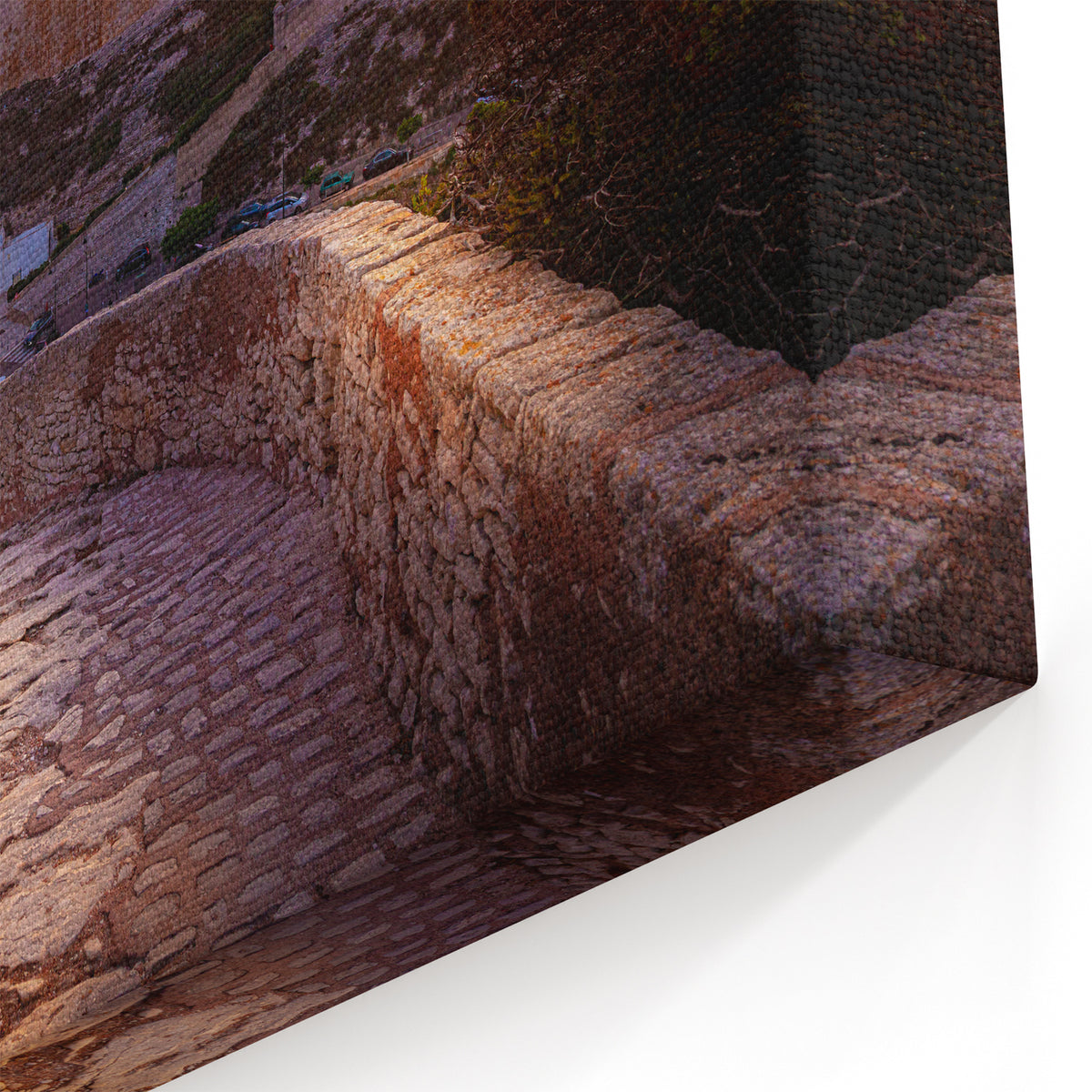 Corsica Canvas Art - Cliffside Village at Sunset Scenic Photography Print