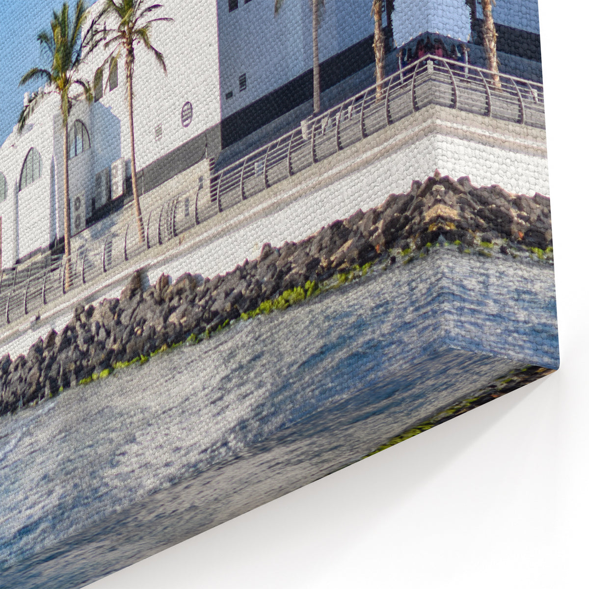 White Seaside Mosque Art - Saudi Arabian Mosque by the Sea Scenic Print