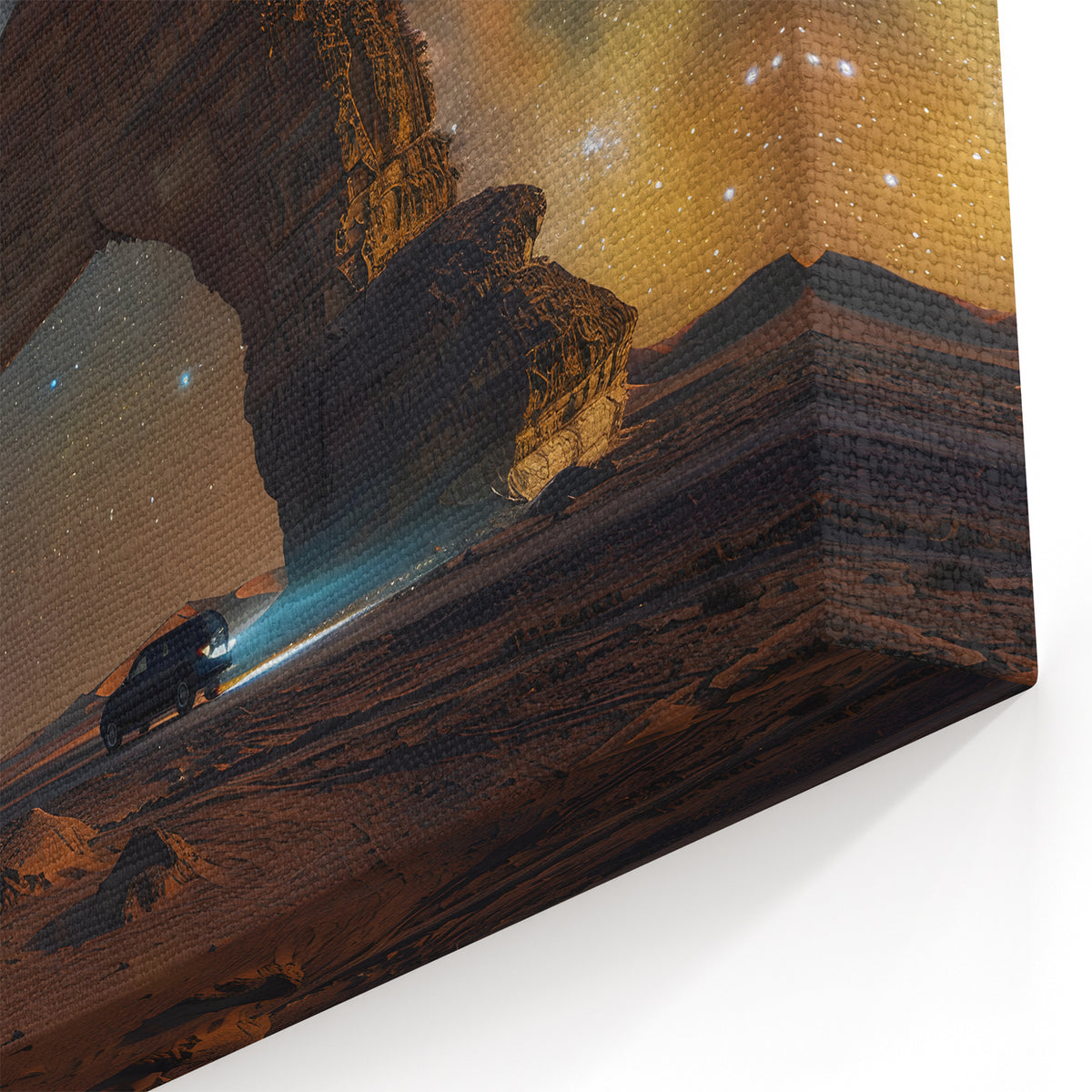 Saudi Arabian Starry Night Art - Majestic Rock Formation in Desert Print