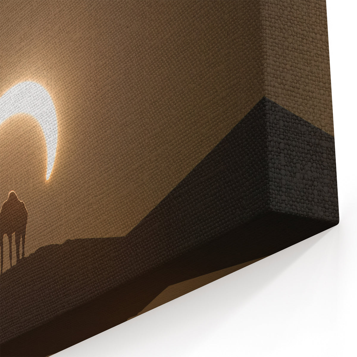 Camel Silhouette Eclipse Canvas - Dramatic Abu Dhabi Desert Wall Art