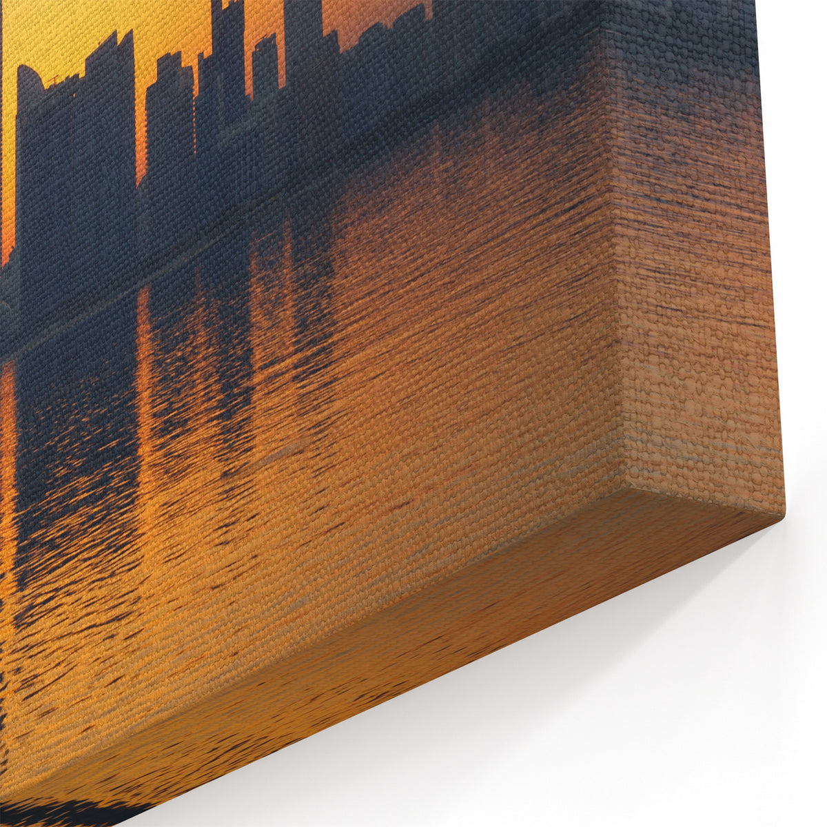 Vibrant Cityscape Reflection Wall Art - Abu Dhabi Sunset Skyline Canvas