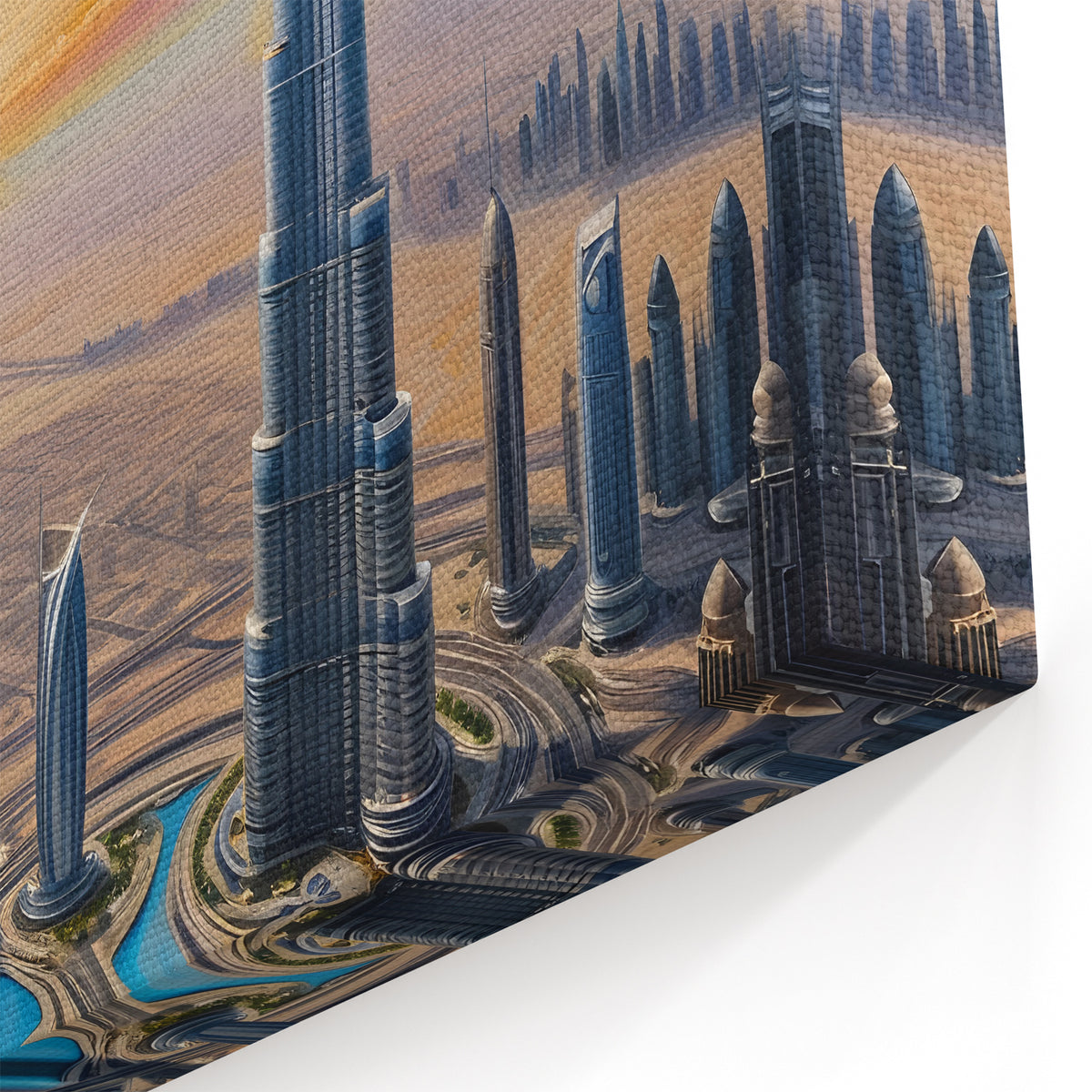 Dubai Skyline Canvas - Vibrant Sunrise Over Burj Khalifa Modern Art Print