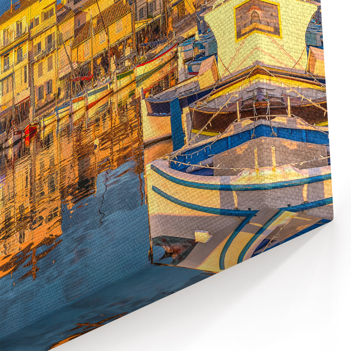 South of France Wall Art - Sunset Waterfront Scene in Provence Harbor