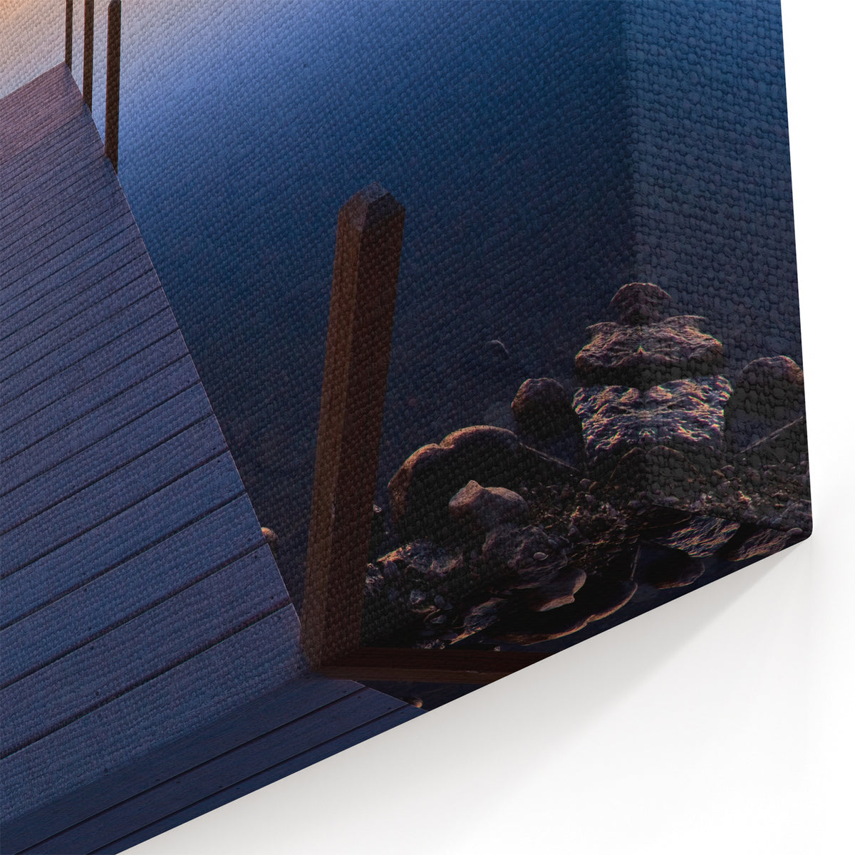 Lake Michigan Canvas - Tranquil Dock at Sunset Scenic Photography Print