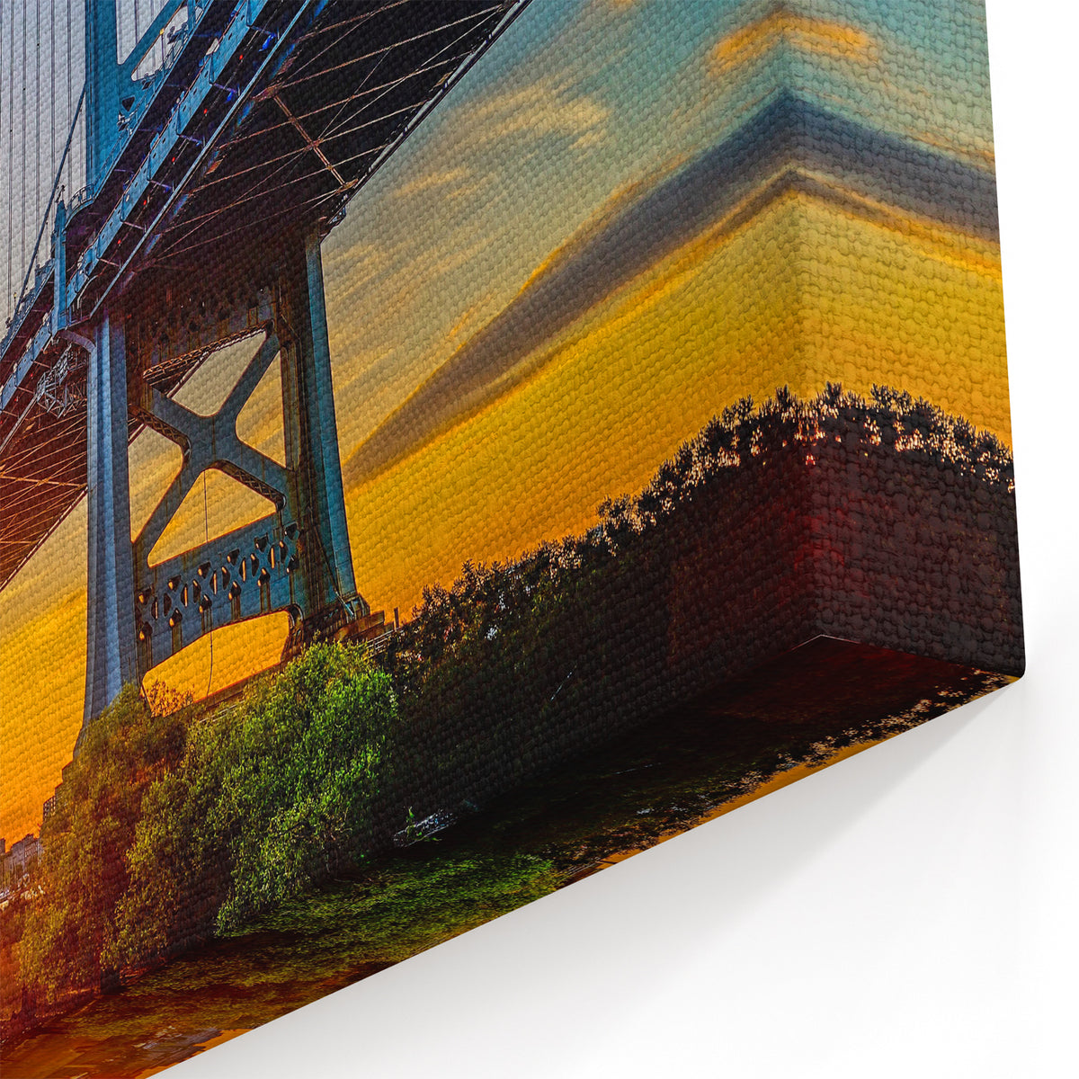 Modern Philadelphia Cityscape Art - Ben Franklin Bridge at Sunset