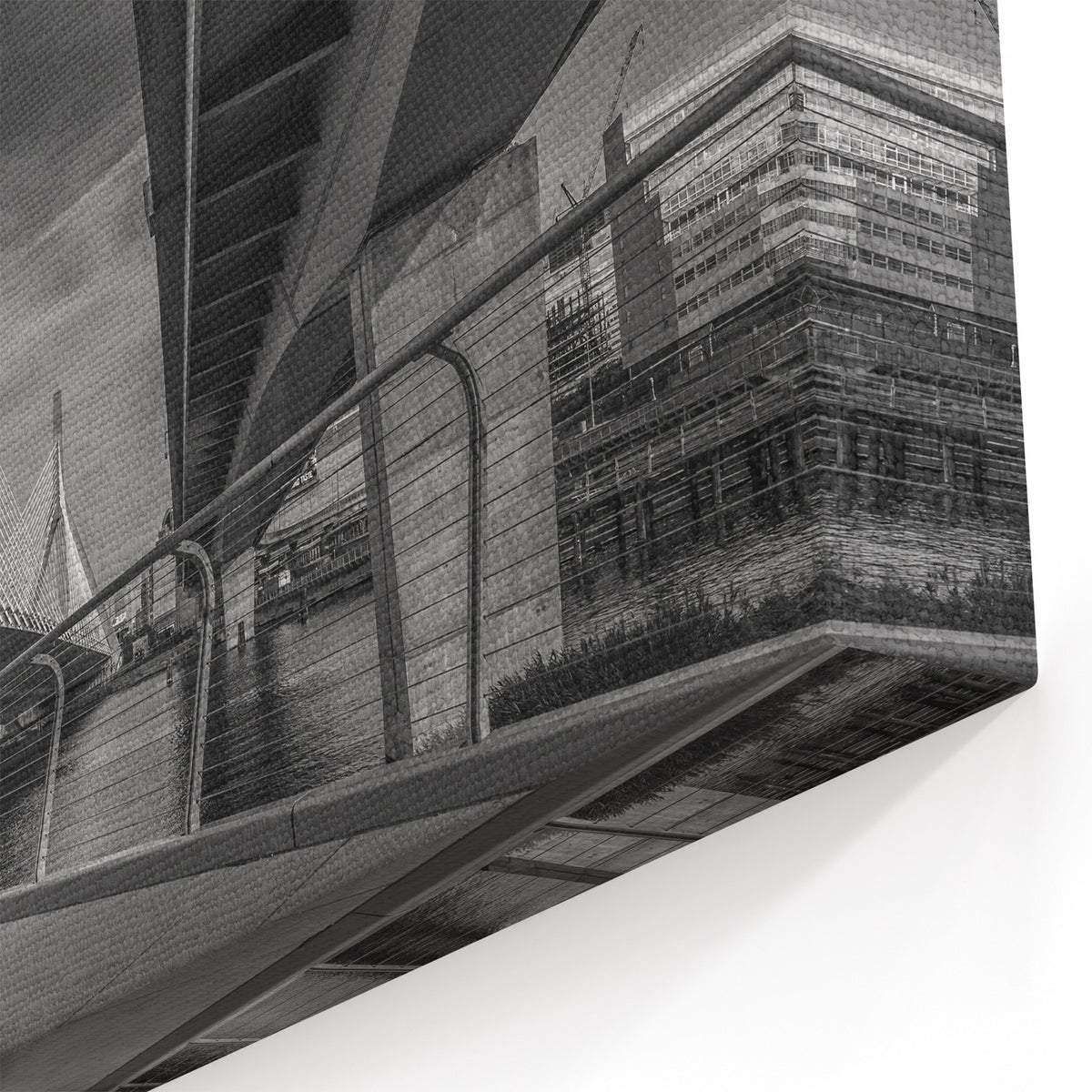 Boston Zakim Bridge Black and White – Massachusetts Cityscape Wall Art