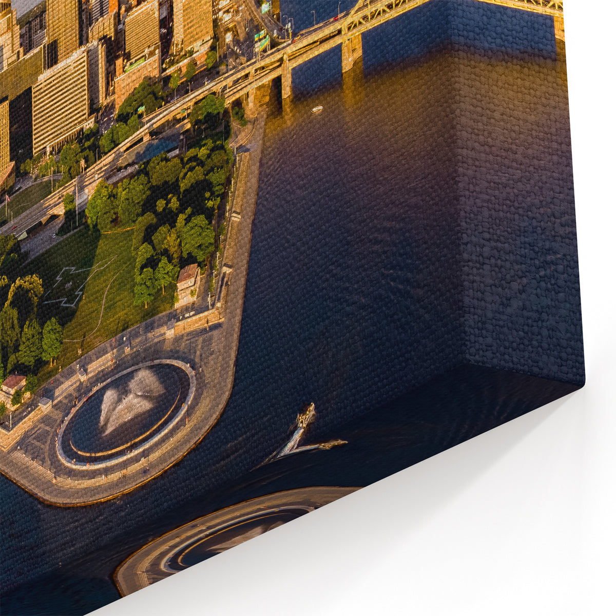 Modern Pittsburgh Cityscape Art – Aerial View of Skyline and Rivers Print