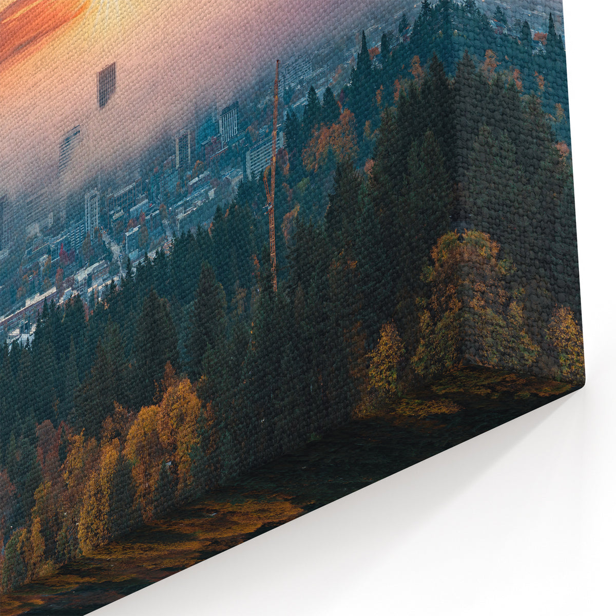 Custom Portland Cityscape Wall Art – Sunrise Over the Fog-Covered City