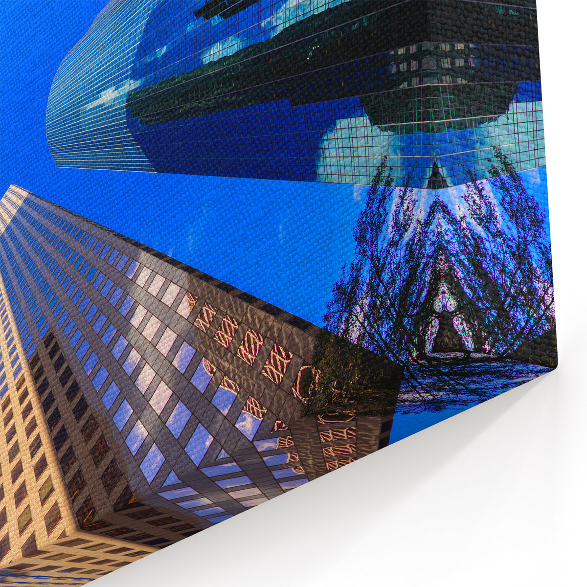 Houston Skyline Canvas - Vibrant Blue Sky and Texas Cityscape Photography