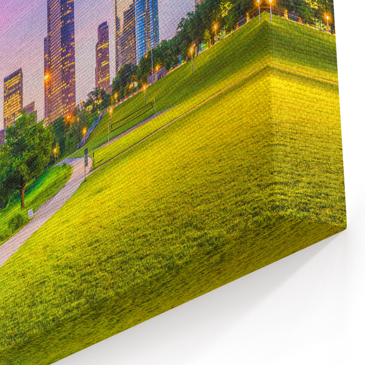Houston Wall Art - Colorful Texas Cityscape with Sunset Over Park