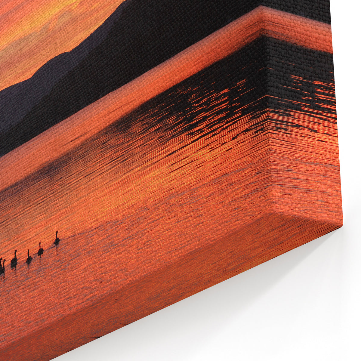 Adirondacks Wall Art – Scenic Sunset Over Lake with Ducks and Mountains
