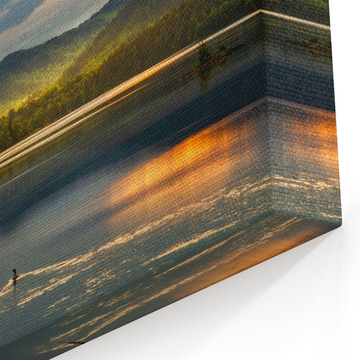 Adirondacks Nature Art – Peaceful Lake Sunset with Mountain Reflection