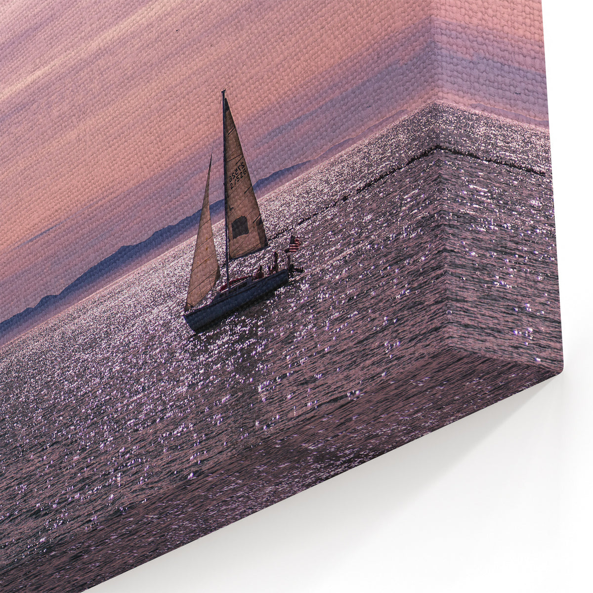 Scenic California Art - Sailboat on Santa Barbara Coast at Sunset