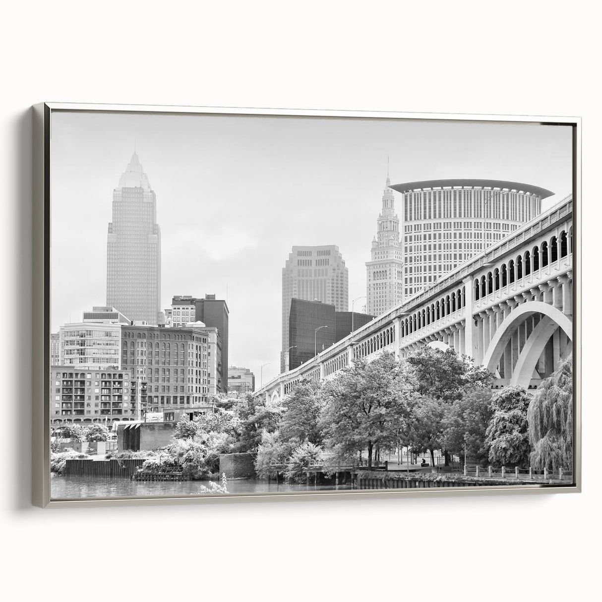 Landscape art painting of a lush, colorful forest on a black background, rendered in a vintage poster style.