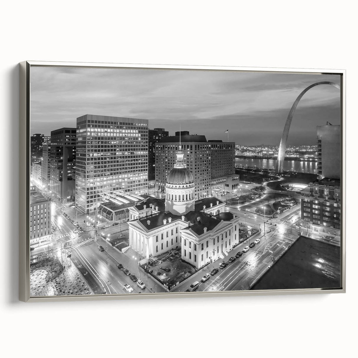 Landscape art painting on canvas featuring a vintage poster style with a black background and colorful abstract elements.