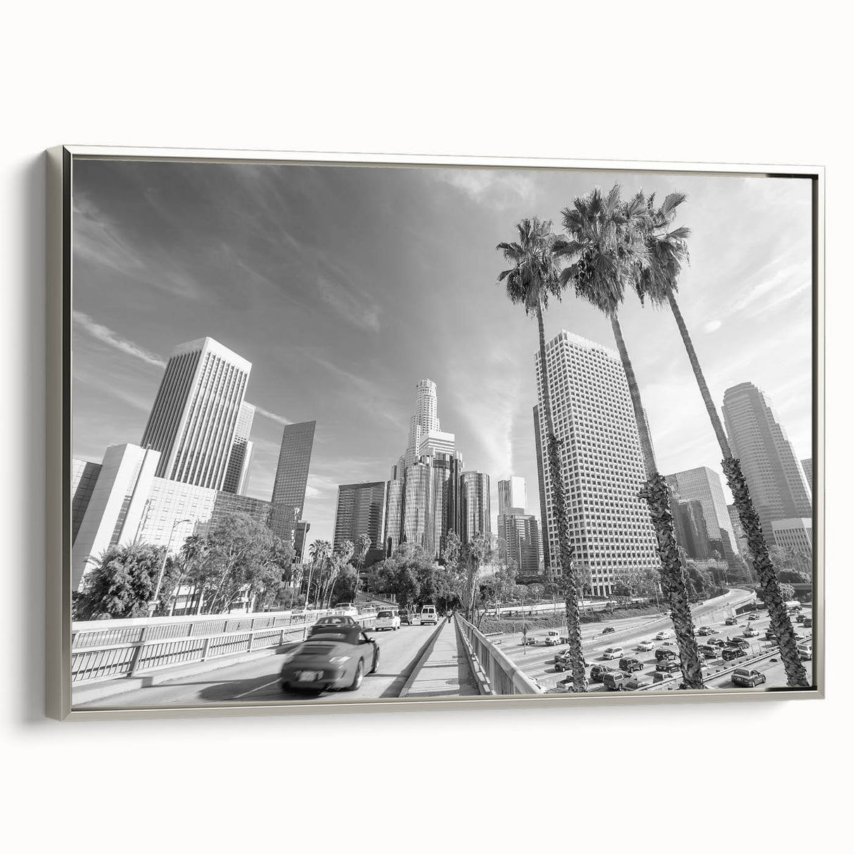 Landscape art painting on canvas featuring a colorful forest with a black background, in a vintage poster style.