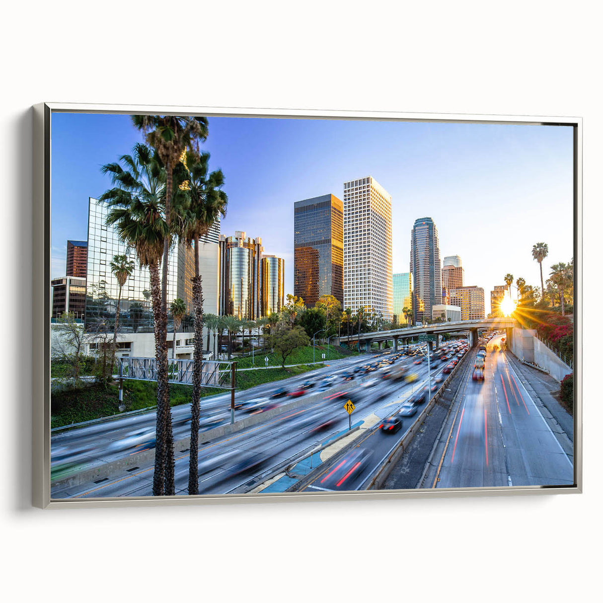 Landscape art painting featuring a vintage poster style with a colorful palette on black background.