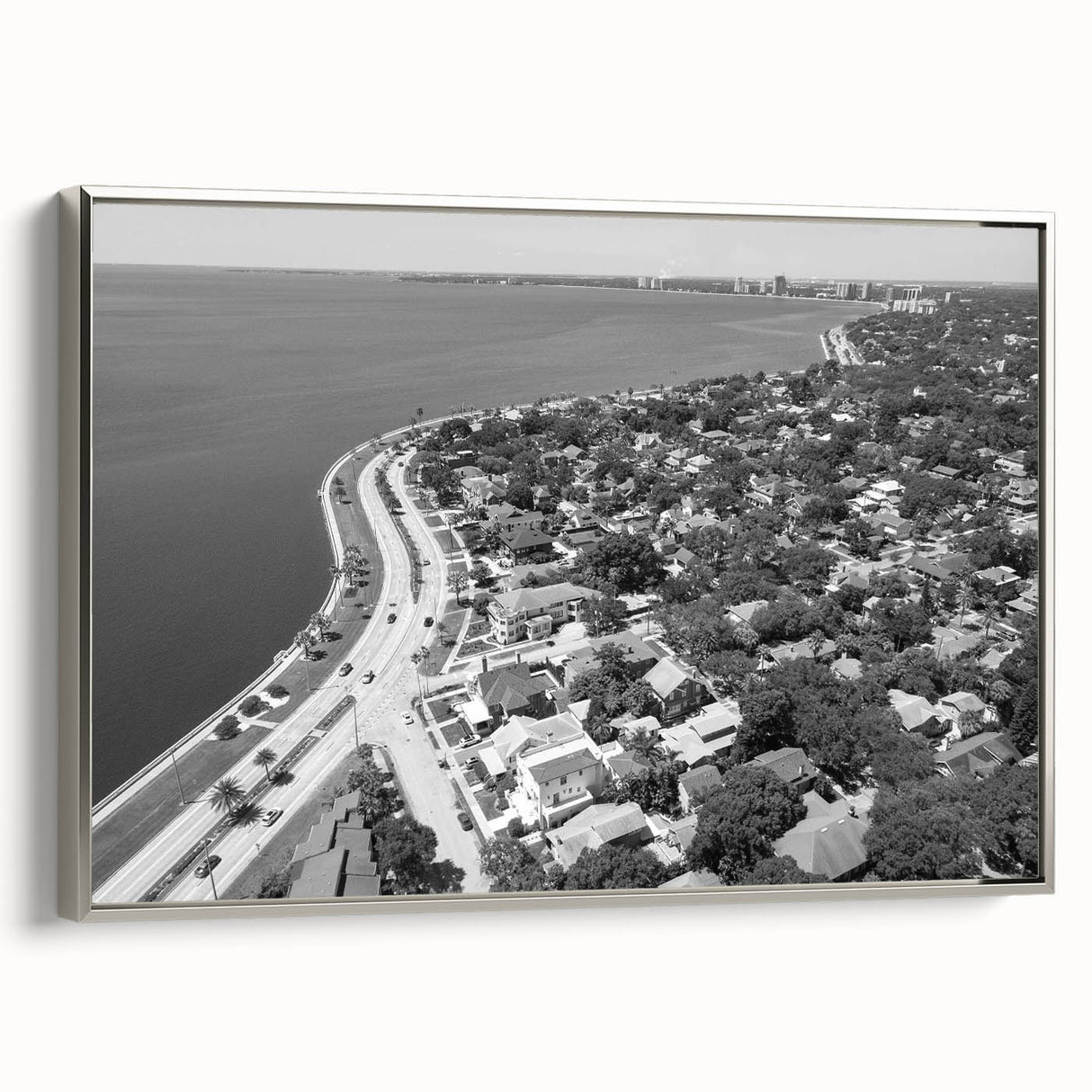 Landscape art painting on canvas featuring a vintage poster style with colorful and black elements.